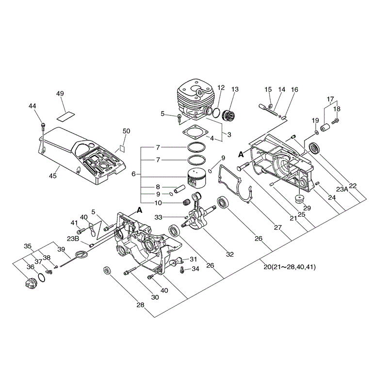 Echo CS-6701 Chainsaw (CS6701) Parts Diagram, Page 1