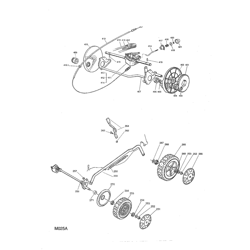Mountfield 46PD Petrol Rotary Mower (23-3681-72 [2003]) Parts Diagram, Wheels And Height Adjusting