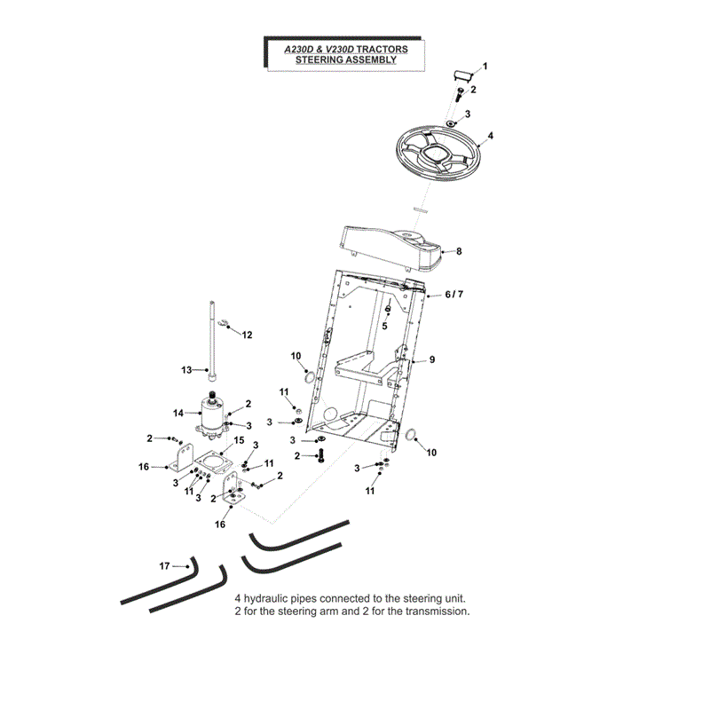 Westwood V230D Tractor 2013-2015 (2013-2015) Parts Diagram, Steering Assembly