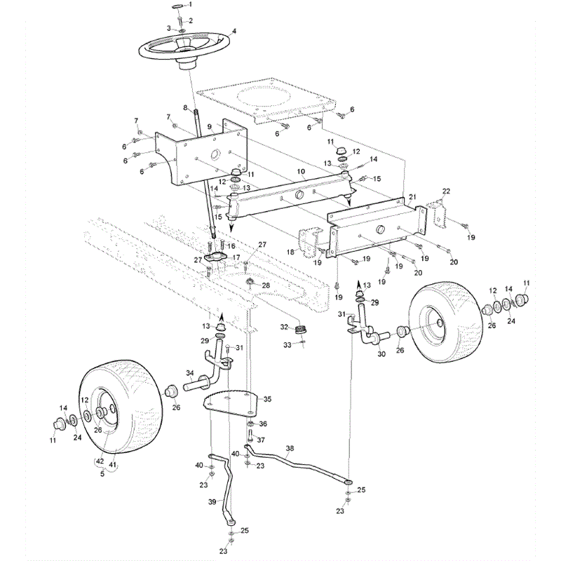 Hayter 15.5/38 (ST38) (150A001001-150A099999) Parts Diagram, Steering & Front Axle