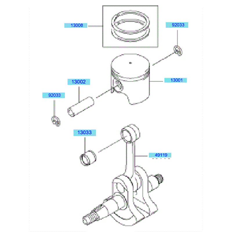 Kawasaki KEL27A (HE027A-BS50) Parts Diagram, Piston & Crankshaft