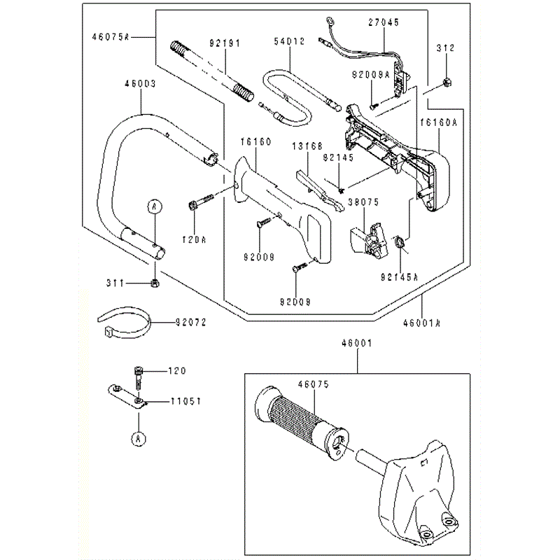 Kawasaki KHS750A  (HB750A-AS50) Parts Diagram, HANDLE