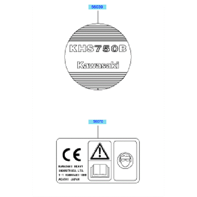 Kawasaki KHS750A  (HB750B-BS50) Parts Diagram, Labels
