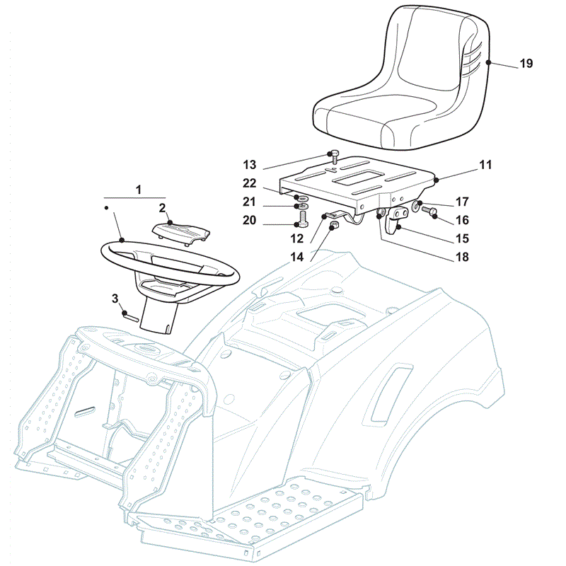 Castel / Twincut / Lawnking XG175HD (2012) Parts Diagram, Seat and Steering Wheel