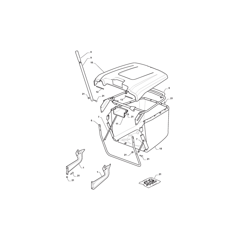Mountfield 1530H Lawn Tractor (2T2120483-M15 [2019]) Parts Diagram, Grasscatcher