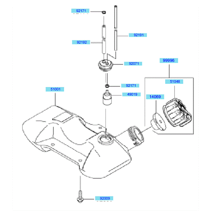 Kawasaki KBH35B (HA035F-AS50) Parts Diagram, Fuel Tank	 Fuel Valve