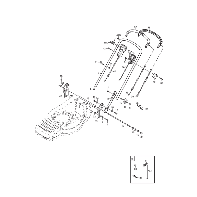 Mountfield 480R Petrol Lawnmower (12-5786-80 [2003]) Parts Diagram, Handle Controls