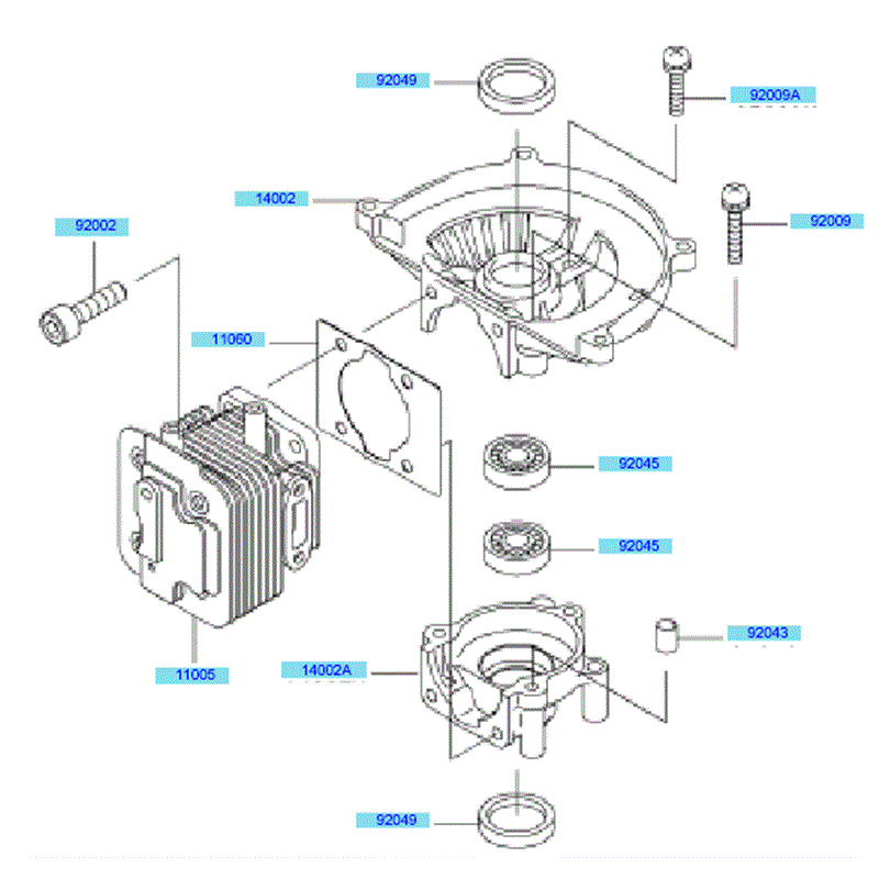 Kawasaki KHS750A  (HB750B-BS50) Parts Diagram, Cylinder & Crankcase