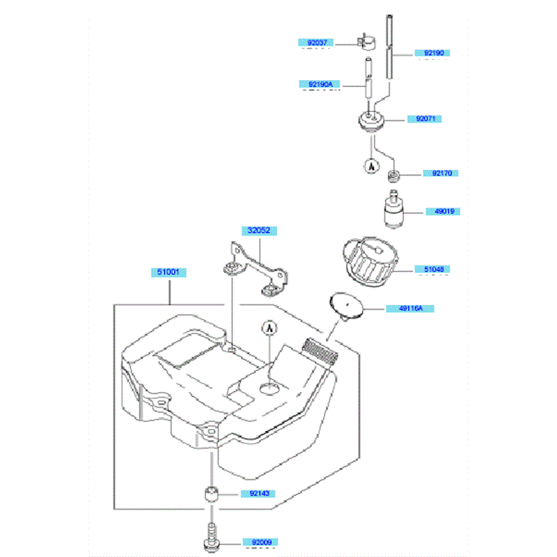 Kawasaki KBL45A (HA045A-AS50) Parts Diagram, Fuel Tank & Fuel Valve