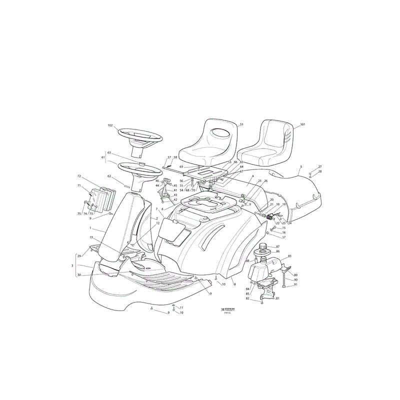 Castel / Twincut / Lawnking Castel F72 Rider  (F72 Ride On Mower) Parts Diagram, Page 2