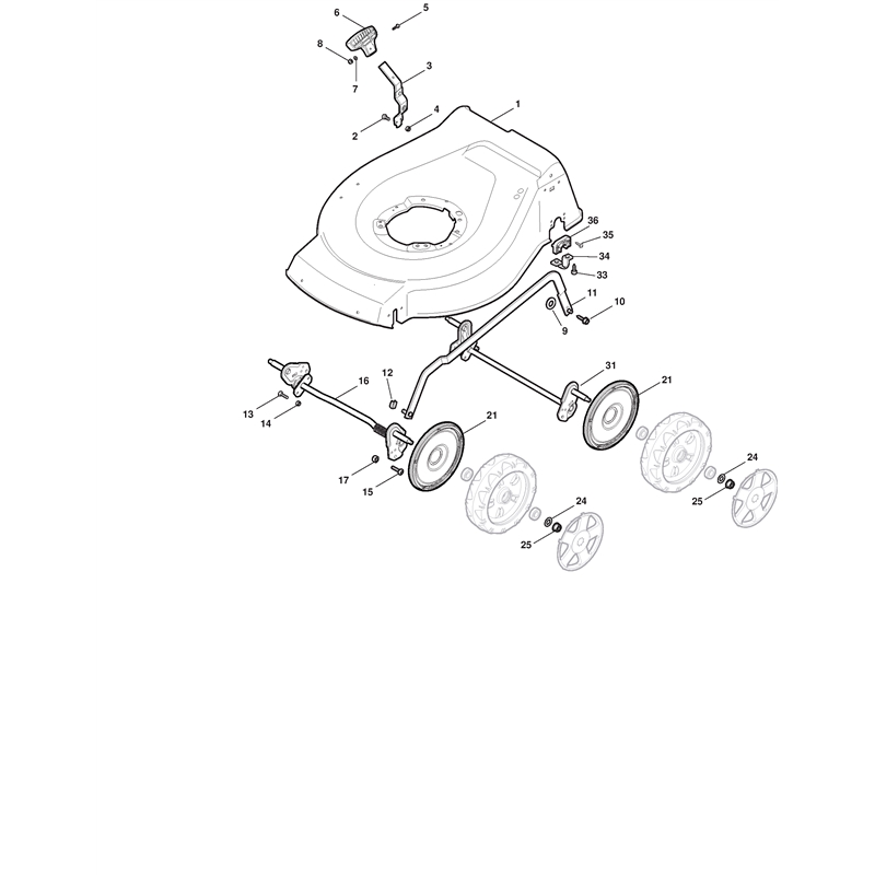 Mountfield 460HP Petrol Rotary Mower (299481223-M10 [2010]) Parts Diagram, Deck And Height Adjusting
