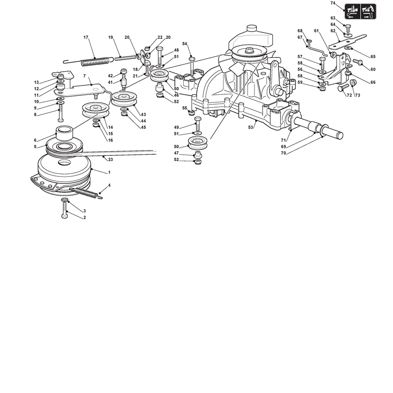Mountfield 1636H Lawn Tractor (299964683-M7P [2007]) Parts Diagram, Hydrogear Transmission with Electromagnetic Clutch