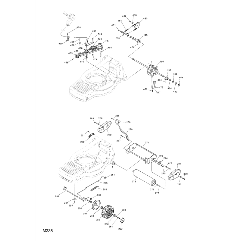 Mountfield 480RES Petrol Lawnmower (12-5798-82 [2005]) Parts Diagram, Wheel Suspension Transmission