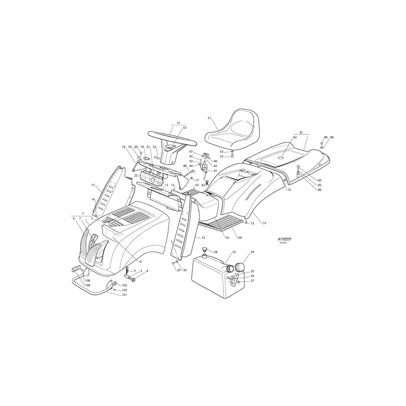 Castel / Twincut / Lawnking TCB102HYDRO (TCB 102 Hydro Lawn Tractor) Parts Diagram, Page 2