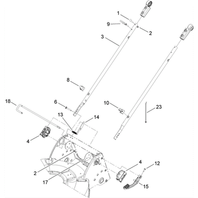 Hayter R53 Recycling Lawnmower (448E290001000 - 448E290999999) Parts Diagram, Lower Handle Assembly