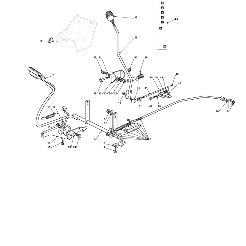 Mountfield 1436M Lawn Tractor (2T0320283-M10 [2011-2013]) Parts Diagram, Brake And Gearbox Controls