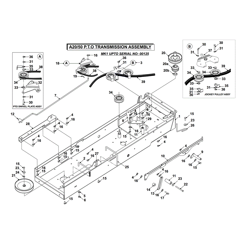 Countax A2050 - 2550 Lawn Tractor 2010 (2010) Parts Diagram, PTO TRANSMISSION UPTO SERIAL 00125 