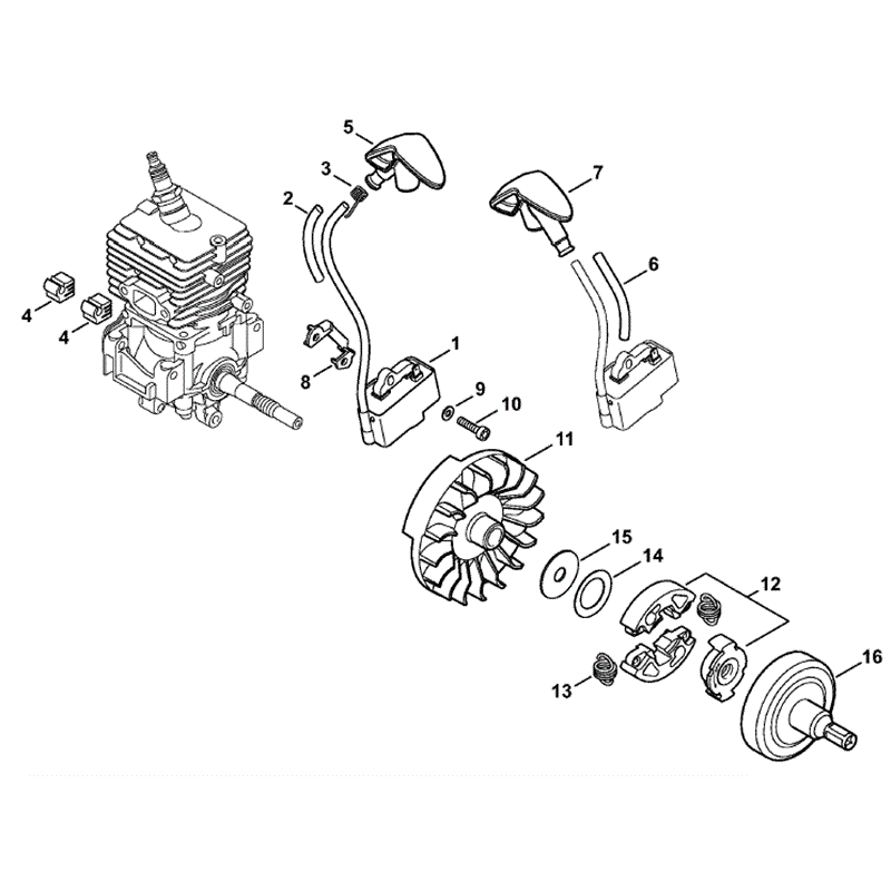 Stihl FS 70 Brushcutter  (FS70RC) Parts Diagram, Ignition system, Clutch