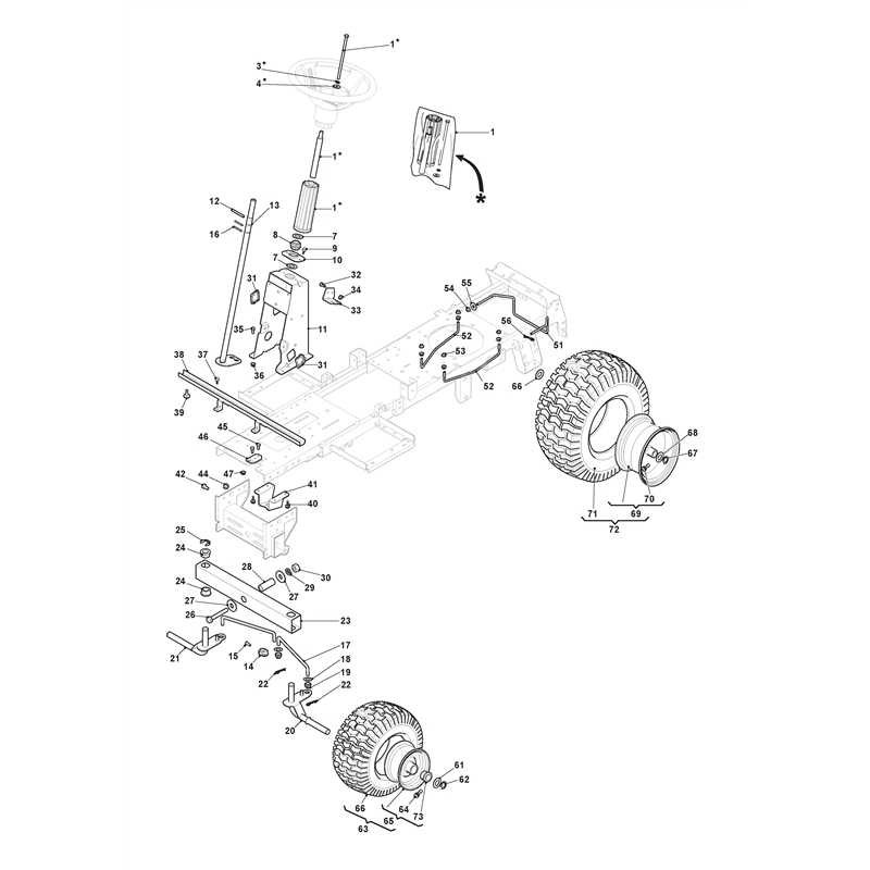 Mountfield MTF 66MQ Ride-on (2T0050483-CAS [2021-2023]) Parts Diagram, Steering