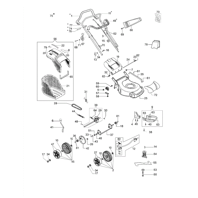 Efco LR 53 TBX Comfort Plus B&S Lawnmower (LR 53 TBX Comfort Plus) Parts Diagram, Page 1