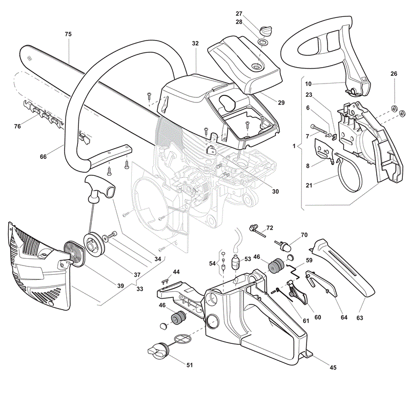 Mountfield M-4545CSP Chainsaw 45cc (2012) Parts Diagram, Page 2