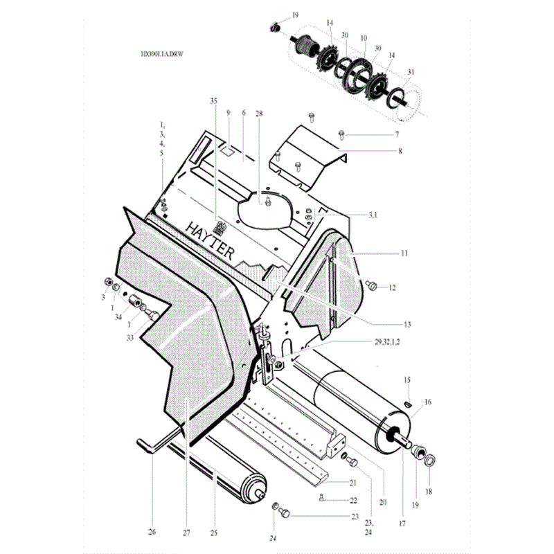 Hayter Ambassador Cylinder Lawnmower (390L001056-390L099999) Parts Diagram, Page 1