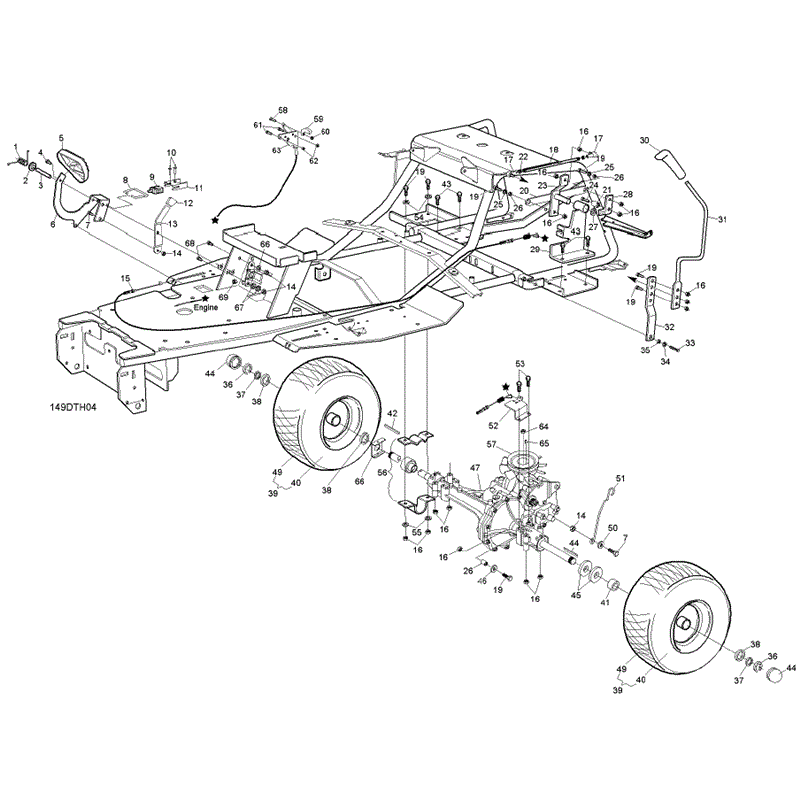 Hayter RS17/102H (17/40) (149D260000001-149D260999999) Parts Diagram, Rear Axle & Control Pedals