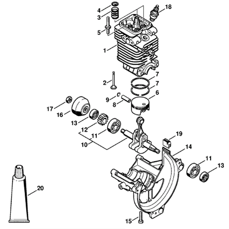Stihl HL 100 Long Reach Hedgetrimmer (HL100) Parts Diagram, Cylinder