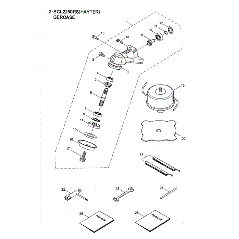 Hayter 461A Brushcutter (461A) Parts Diagram, Gearcase