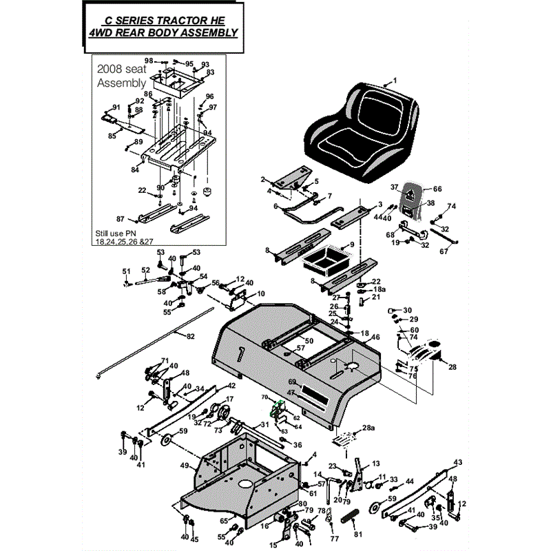 Countax C Series Honda Lawn Tractor 2009 (2009) Parts Diagram, HE 4WD Rear Body Assembly