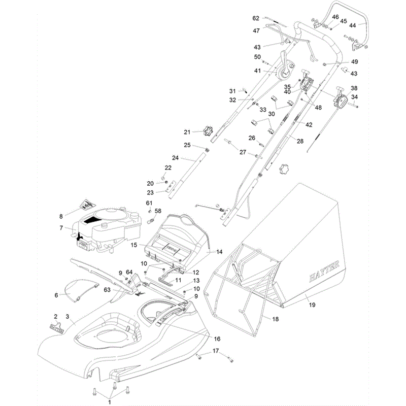 Hayter Harrier 56 (563) Lawnmower (563H314000001-563H314999999) Parts Diagram, Upper Mainframe