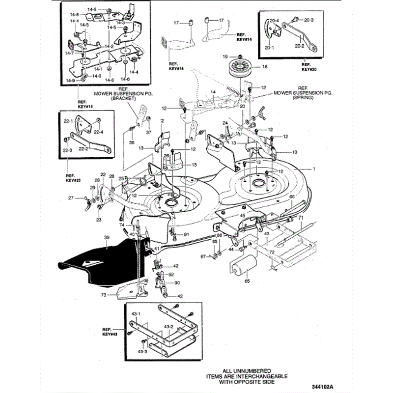 Hayter 19/42 (19-42) Parts Diagram, Deck Assy1