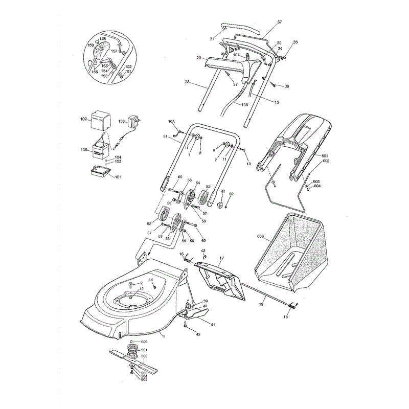 Mountfield 51PDES  Petrol Rotary Mower (01-2003) Parts Diagram, Page 1