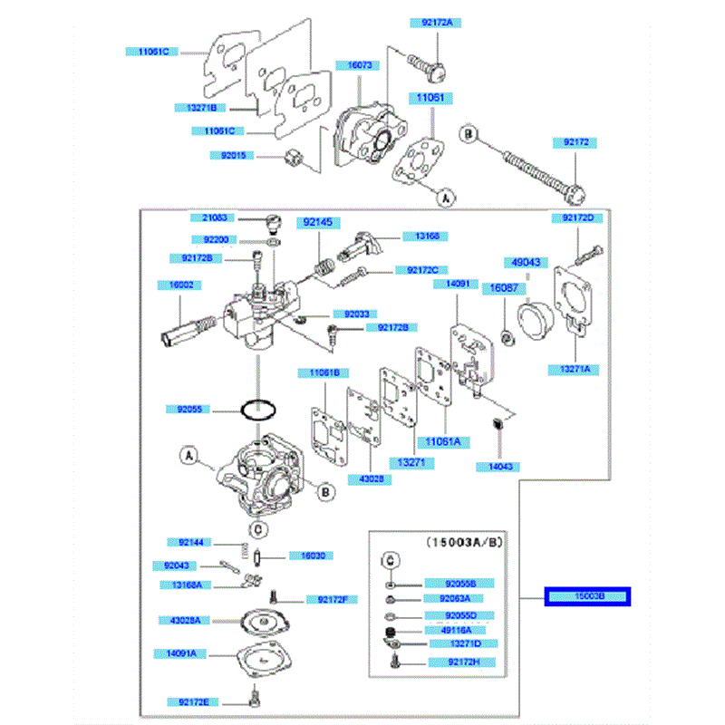 Kawasaki KEL27A (HE027A-AS50) Parts Diagram, Carburetor