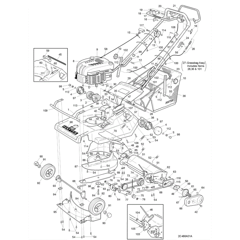 Hayter Harrier 48 (486) Lawnmower (486A001001-486A099999) Parts Diagram, Mainframe Assembly