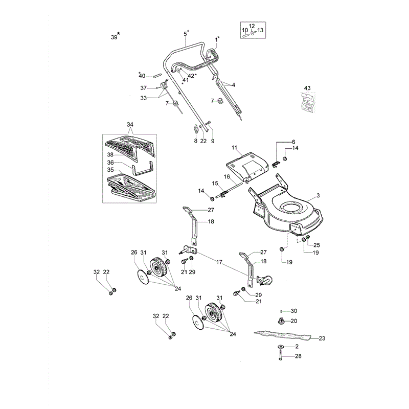Efco LR 44 PB Comfort B&S Lawnmower (LR 44 PB Comfort) Parts Diagram, Page 1