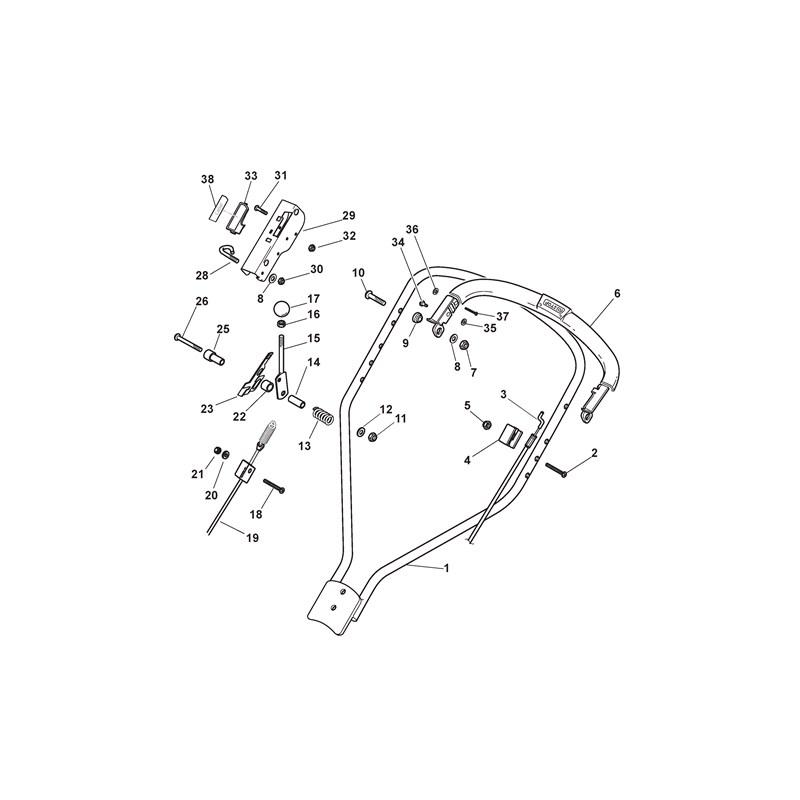 Mountfield 5030 PD INOX  Petrol Rotary Mower (291562033-M09 [2009]) Parts Diagram, Handle, Upper Part