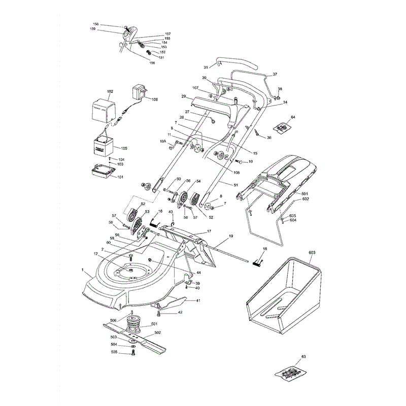 Mountfield 46PDH  Petrol Rotary Mower (01-2004) Parts Diagram, Page 1
