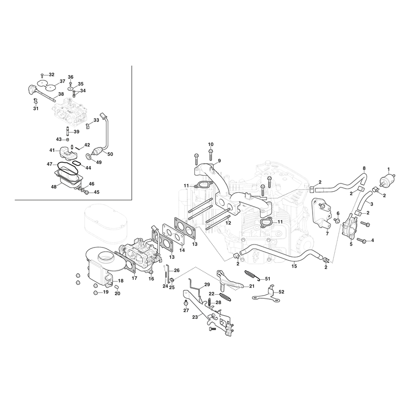 Mountfield 1736H Twin Lawn Tractor (2T0440483-M20 [2020-2022]) Parts Diagram, Carburetor, Fuel Pump