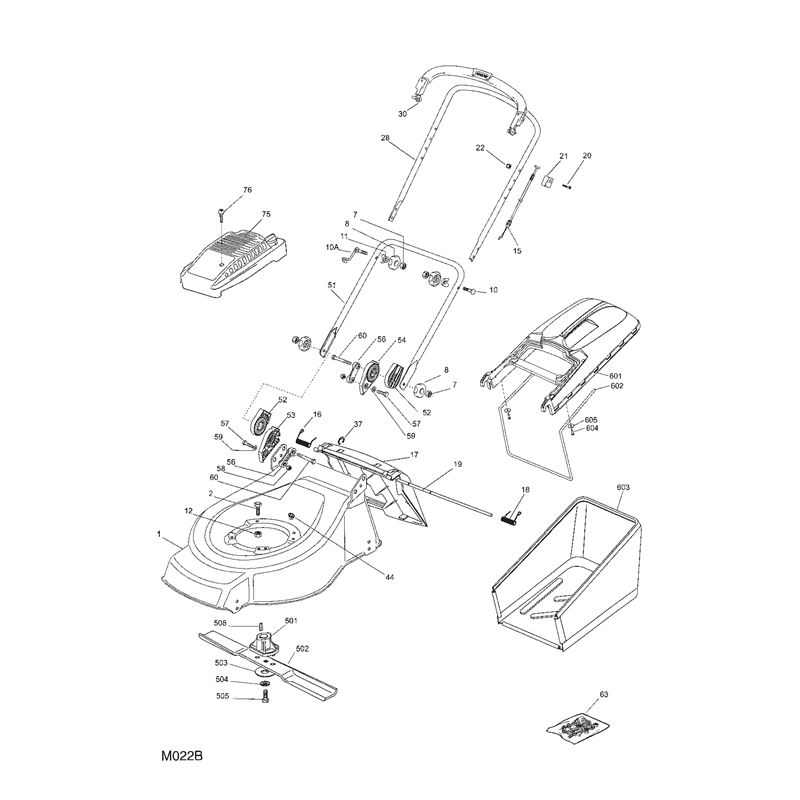 Mountfield 42HP Petrol Rotary Mower (23-1581-73 [2004]) Parts Diagram, Chassis Handle