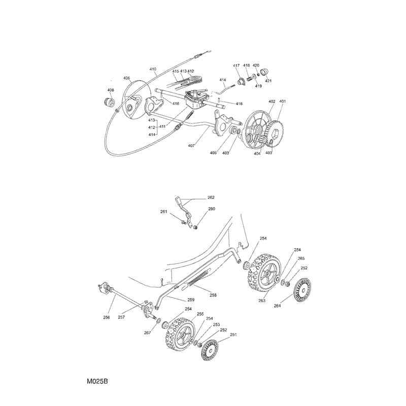 Mountfield 46PDH  Petrol Rotary Mower (23-3603-73 [2004]) Parts Diagram, Wheel Suspension Transmission
