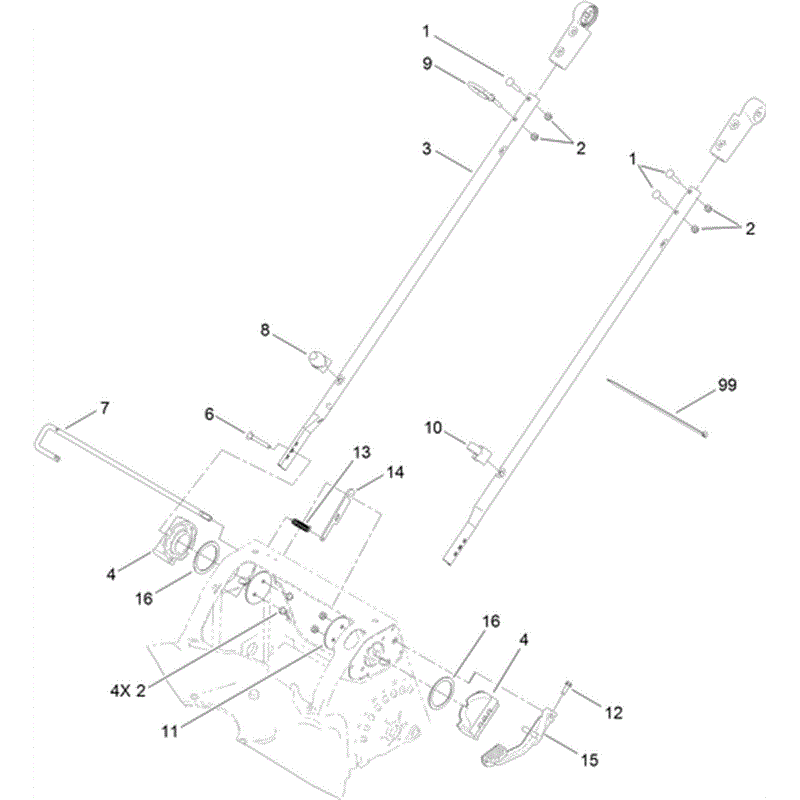 Hayter R53 Recycling Lawnmower (449F312000001 - 449F312999999) Parts Diagram, Lower Handle Assembly