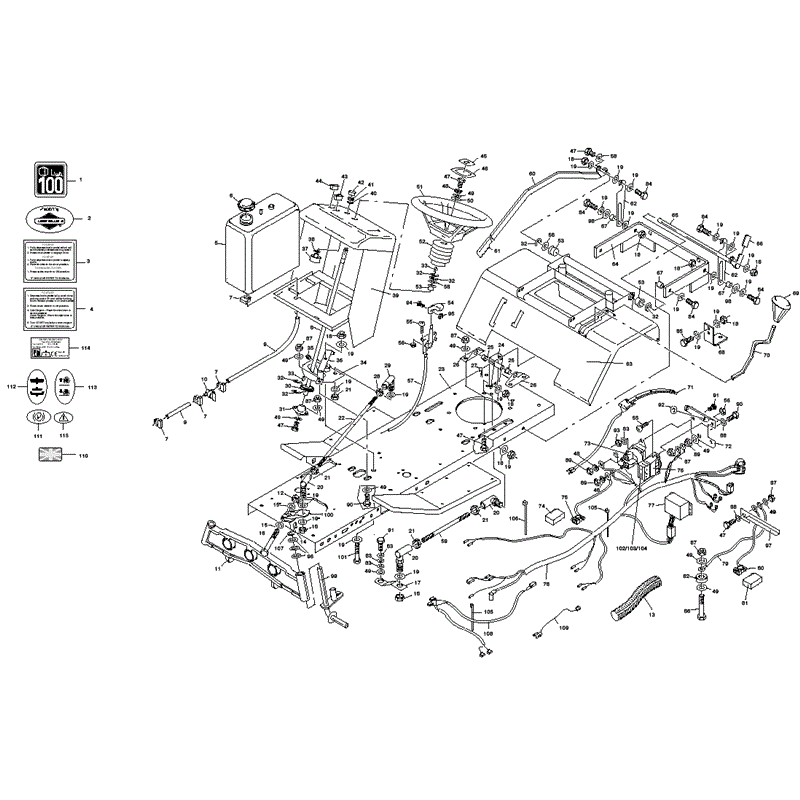 1998 S & T SERIES WESTWOOD TRACTORS (S1600-36) Parts Diagram, Steering	 Gear Change and Electrical Controls