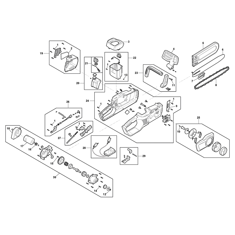 Mountfield MCS 40 Li Battery Chainsaw  (2020) Parts Diagram, Battery Chainsaw