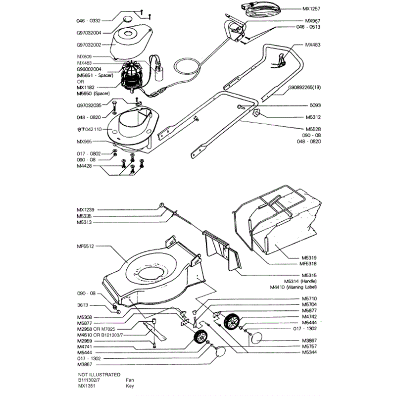 Mountfield Laser/Mascot Electric (MP86101) Parts Diagram, Page 1