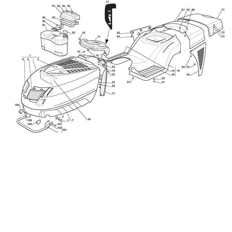 Mountfield 1436M Lawn Tractor (299951333-MOU [2002-2005]) Parts Diagram, Body Work