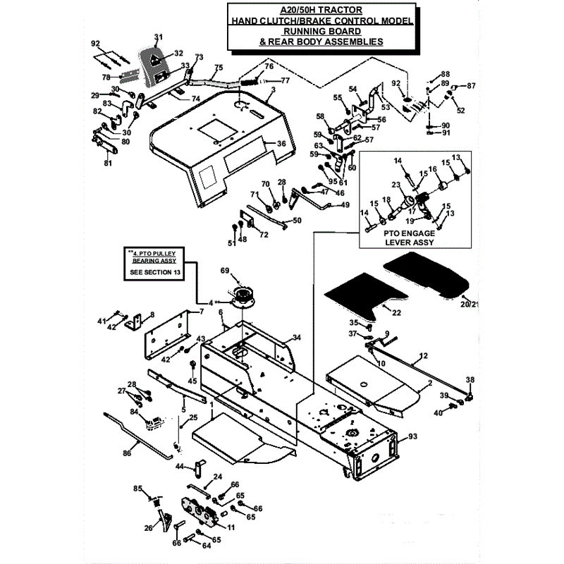 Countax A2050 Lawn Tractor 2007 (2007) Parts Diagram, Hand Clutch-Brake Control Model Running Board & Rear Body Assemblies