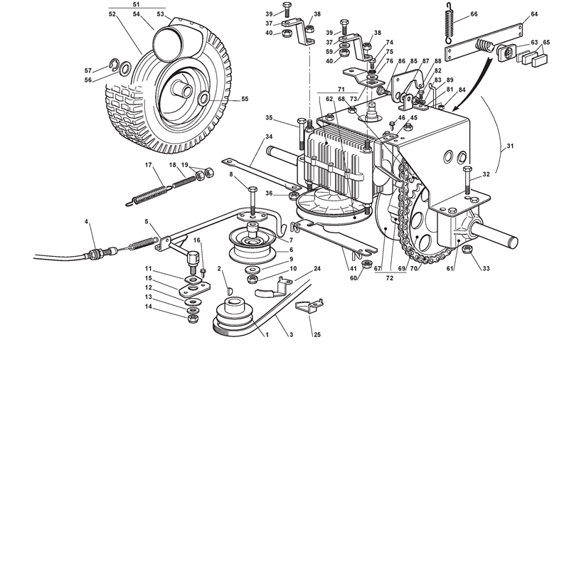 Mountfield RM70 25 Ride-on (2T0030233-M10 [2010]) Parts Diagram, Transmission