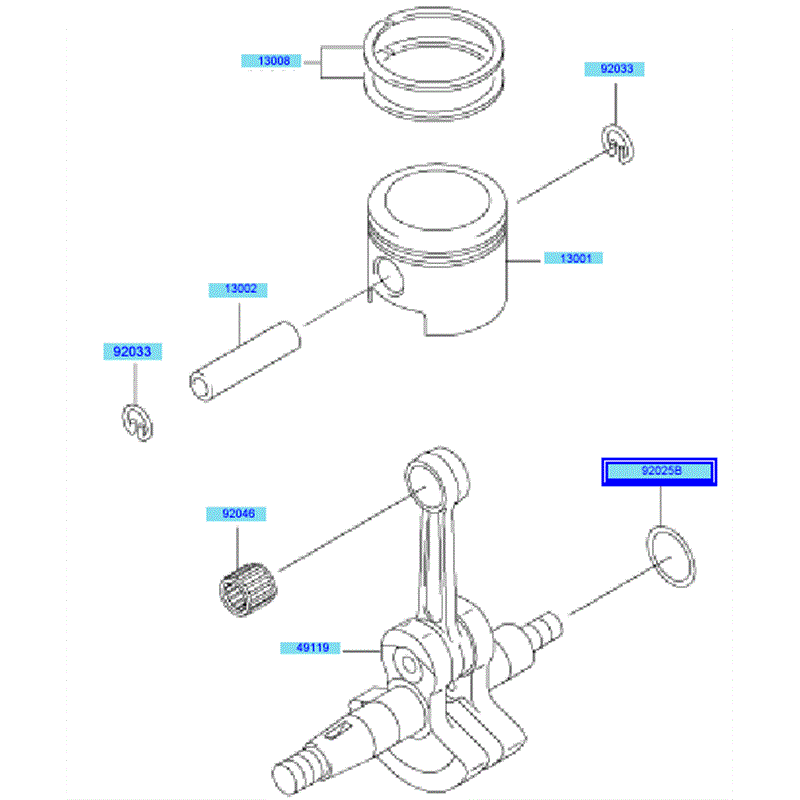 Kawasaki KBL45A (HA045A-AS50) Parts Diagram, Piston & Crankshaft
