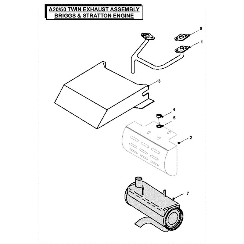 Countax A2050 Lawn Tractor 2007 (2007) Parts Diagram, Twin Exhaust Assembly B&S Engine